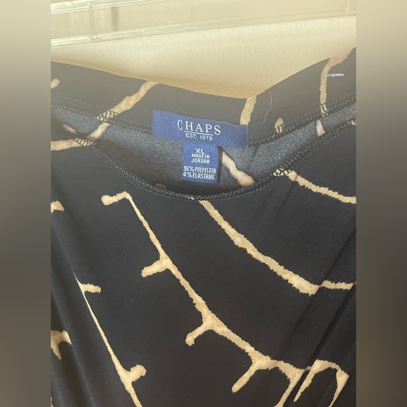 Chaps Black and tan knee length skirt with ruffled bottom hem. - Picture 3 of 4